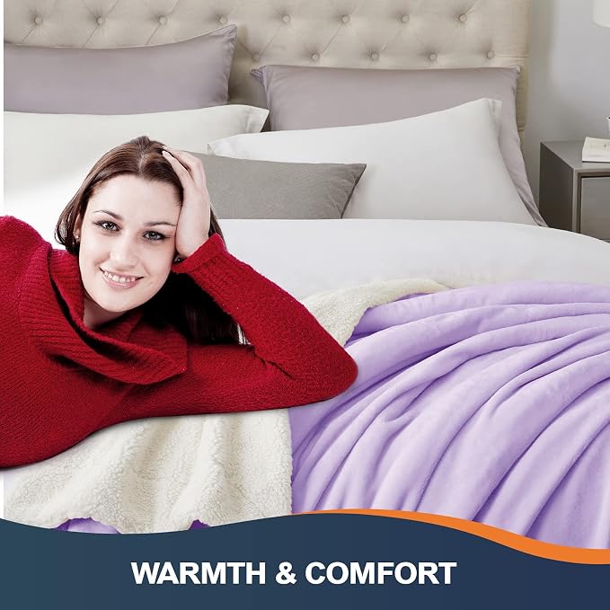 Walensee Sherpa Fleece Blanket (Throw Size 50”x60” Lavender) Plush Throw Fuzzy Super Soft Reversible Microfiber Flannel Blankets for Couch, Bed, Sofa Ultra Luxurious Warm and Cozy for All Seasons