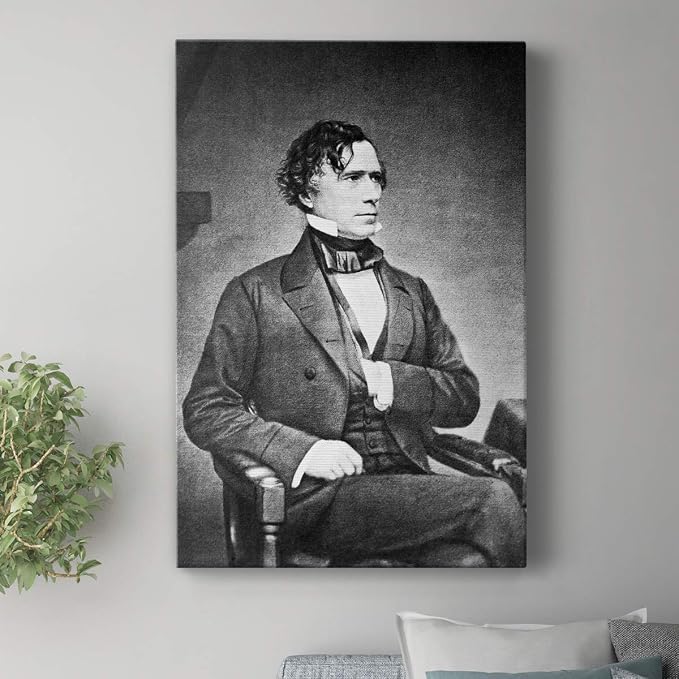 Renditions Gallery Franklin Pierce Presidental Portrait Wall Art, Premium Gallery Wrapped Canvas Decor, Ready to Hang, 18 in H x 12 in W, Made in America Print
