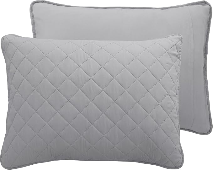 Easy-Going Reversible Quilt Set Twin, Bedspread with 1 Shams | Light Gray/Ivory, Lightweight Bed Comforter, 1 Quilt + 1 Pillow Shams, All-Season Coverlets for Bedroom