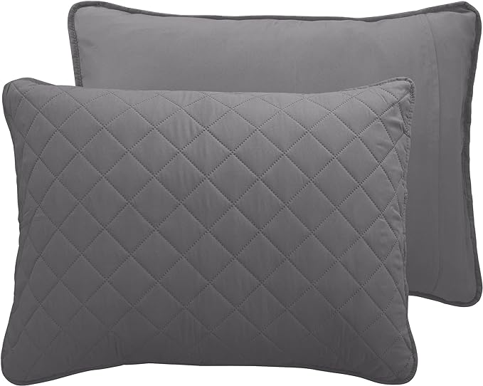 Easy-Going Reversible Quilt Set Twin, Bedspread with 1 Shams | Gray/Light Gray, Lightweight Microfiber Bed Comforter, 1 Quilt + 1 Pillow Shams, All-Season Coverlets for Bedroom