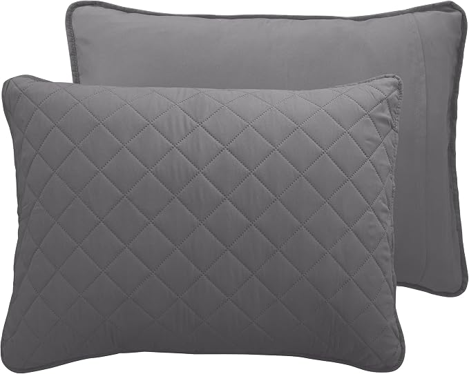 Easy-Going Reversible Quilt Set King, Bedspread with 2 Shams | Gray/Light Gray, Lightweight Microfiber Bed Comforter, 1 Quilt + 2 Pillow Shams, All-Season Coverlets for Bedroom
