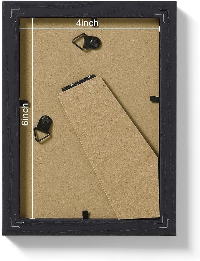 Vittanly 4x6 Picture Frames Set of 9 for Wall or Tabletop Display, Black | Display Pictures 3.5x5 with Mat or 4x6 without Mat, Small Photo Frames, Engineered Wood with Shatter Resistant Plexiglass