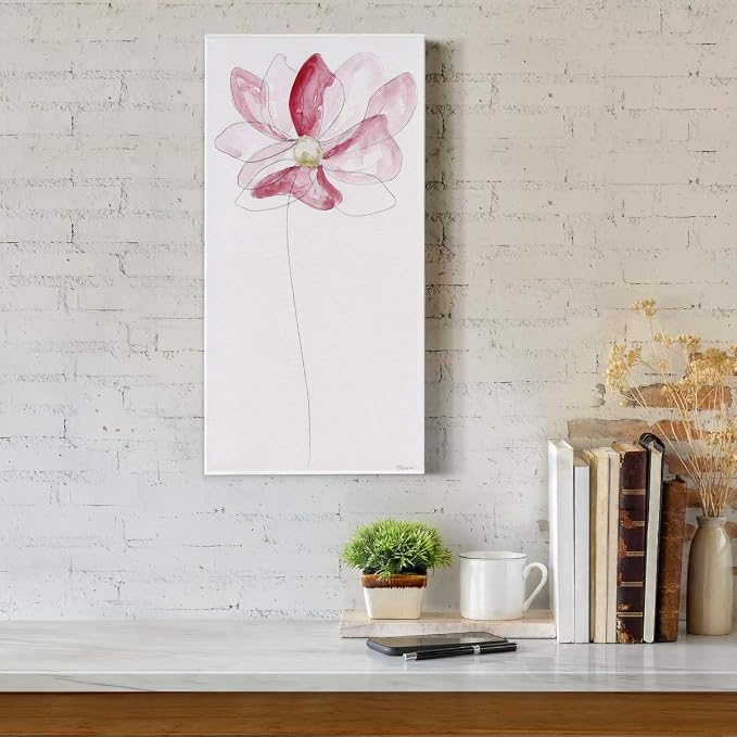 Renditions Gallery Canvas Flower Wall Art Modern Decorations Paintings Pink Floral Sketch Glam Romantic Artwork Wall Hanging Canvas Prints for Bedroom Office Kitchen - 8"x16" LT43