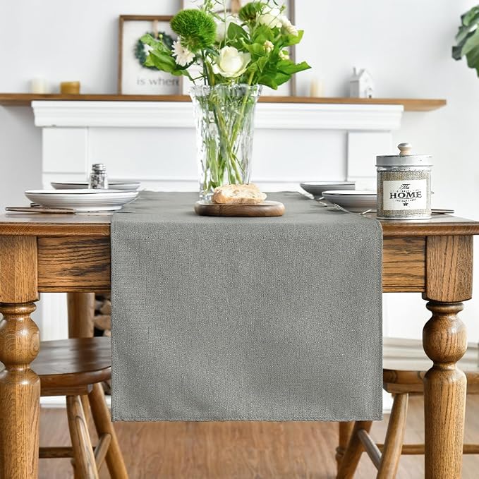 Artoid Mode Light Grey Table Runner, Seasonal Washable Kitchen Dining Table Decoration for Home Party Decor 13x60 Inch