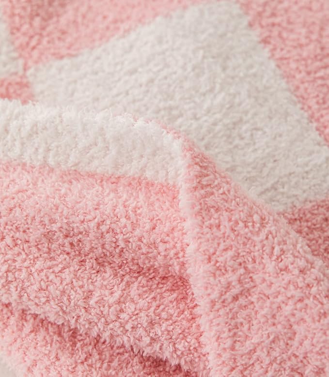 Ultra-Soft Buffalo Checkerboard Grid Fluffy Microfiber Knitted Baby Blanket Super Cozy Lightweight Checkered Bed Blanket for Sofa Couch Bed Pink 30"X40"¡­