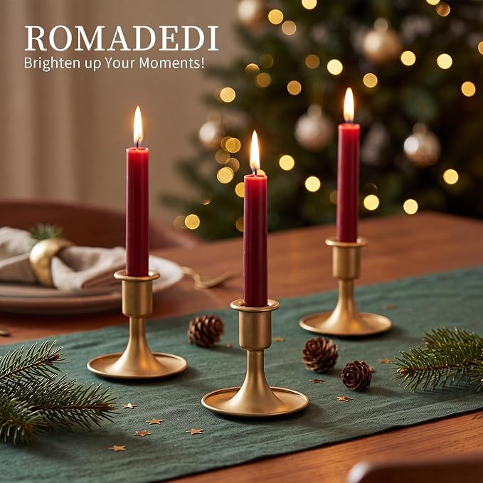 Candlestick Holders Taper Candle Holders, Romadedi Gold Candle Stick Candle Holder for Table Centerpiece, Wedding Reception, Festive Christmas Mantel Decoration or Home Decor, Set of 24 | for Standard Candlestick, Festive Table Centerpiece, Vintage Hom...