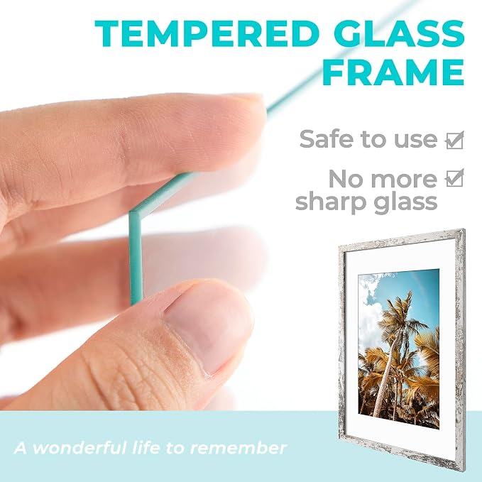 6 Pack 16x24 Distressed White Picture Frame with Real Glass Mat for 12x18