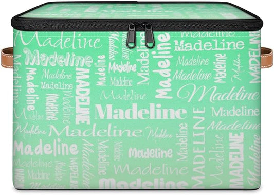 Custom Storage Basket with Name, Personalized Keepsake Box, Green