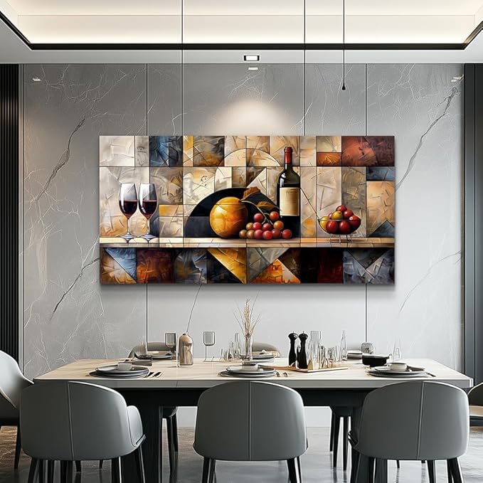 QIYILEXWART Canvas Wall Art For Living Room Wall Decor For Bedroom Kitchen Wall Decoration Wine Glass Landscape Painting Farmhouse Pictures Artwork Room Aesthetic Home Decor 20x40 In