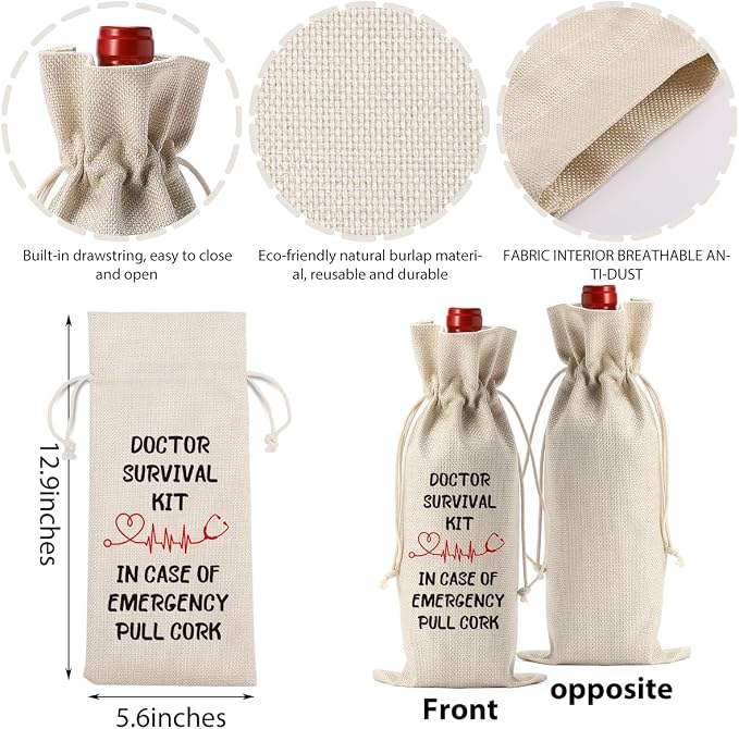 Doctor Gifts for Women Men Doctor Day Wine Bag Retirement Appreciation Gift