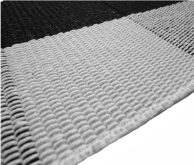 LEVINIS Buffalo Checkered Rug Hand-Woven Cotton Plaid Area Floor Rugs for Living Room Bedroom, 3.9 x 5.9 Feet, Black and White