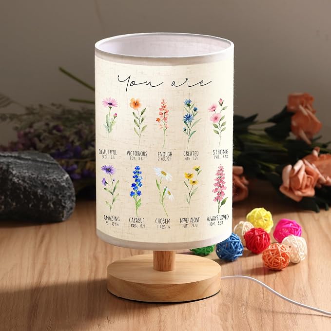 WSYEAR Christian Gifts for Women, Christian Table Lamp with Flowers, Birthday Gifts for Women, Inspirational, Religious Gifts for Sister, Friend, Daughter, Mom