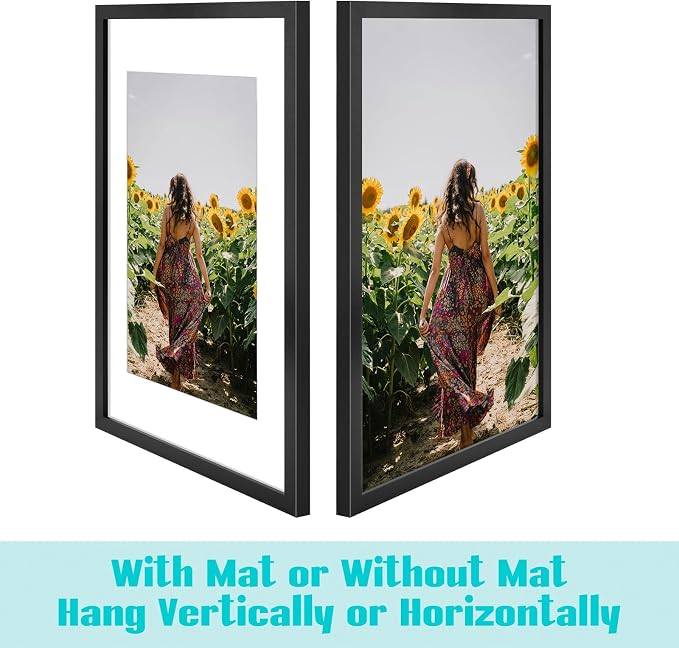 Frametory 6 Pack 16x24 Black Picture Frame with Real Glass Mat for 12x18