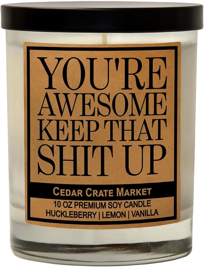 Cedar Crate Market Best Friend Candle Gifts for Women, You are Awesome 13.5oz Soy Wax Jar Candles with Sayings for Women, Thank You Gifts Or Birthday Presents Huckleberry Lemon Vanilla Scent