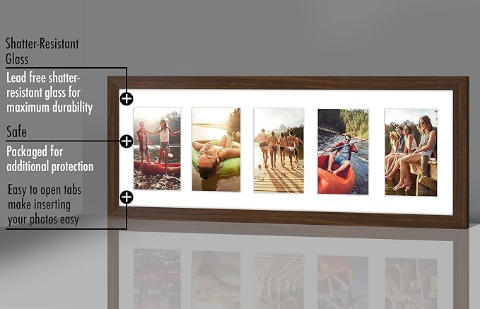 Americanflat 4x6 Collage Picture Frame - Fits 5 - Engineered Wood - Walnut