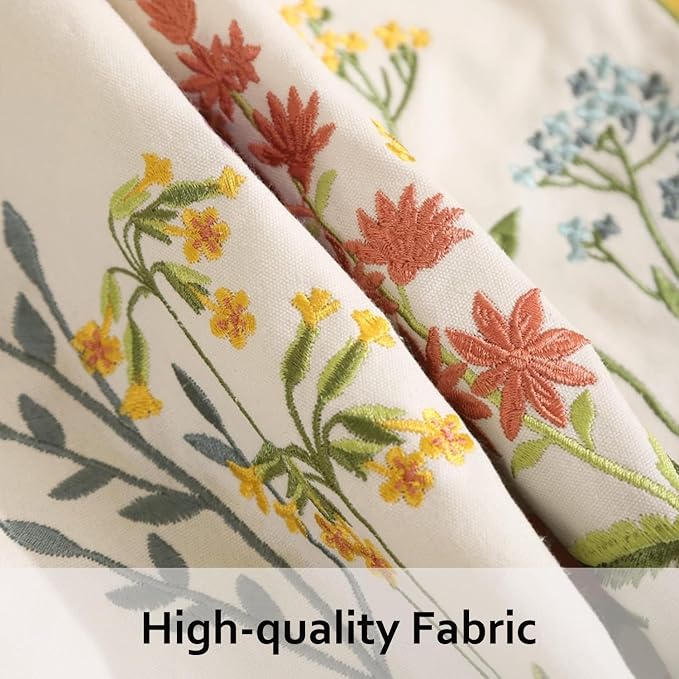 Embroidered Throw Pillow Covers 20x20 Pack of 2 Birds and Flowers | Durable Fabric,Square Pillow Cover,Boho Decorative,Hidden Zipper,Aesthetic Design,Ideal Gift,Machine Washable
