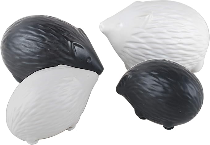 NWFashion Ceramic Animal Figurines Home Decoration Furniture Desktop Display (White&Black Hedgehog)