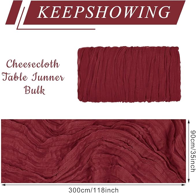 6 Pack Cheesecloth Table Runner 10Ft Christmas Gauze Boho Table Runners for Wedding Decor Bridal Shower Decorations Baby Shower Party(35" x 120")