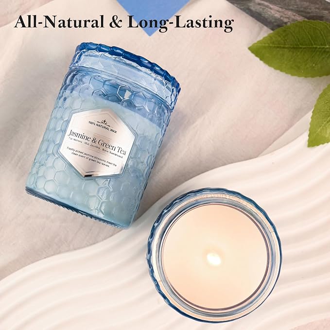 Candles for Home Scented, Lake Blue, 6 Pack | 33 Oz Scented Candles, Natural Soy Wax, Aromatherapy Gift Set for Women Birthday Christmas Refresh Relaxation Decorative
