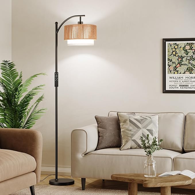 SUNMORY Arc Floor Lamps for Living Room with 12W Remote and Dimmable Bulb