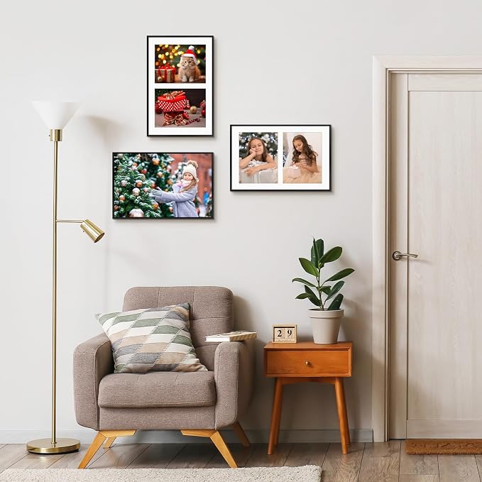Golden State Art 12x19 Collage Frame w/Mat for 8x10 Photos Black 1 Pack