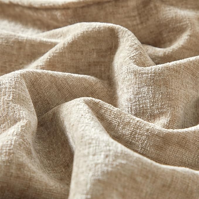 JUSPURBET 18x18 Chenille Decorative Throw Pillow Covers Set of 2,Beige | Cozy Soft Cushion Covers Case with Hidden Zipper for Couch Sofa Bed Home Decor Living Room