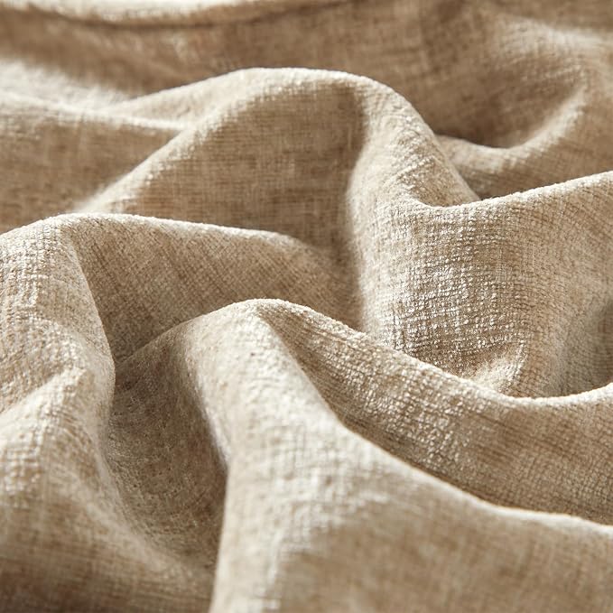 JUSPURBET 12x20 Chenille Lumbar Throw Pillow Covers Set of 2,Beige | Decorative Soft Cushion Covers Case with Hidden Zipper for Couch Sofa Bed Home Decor Living Room