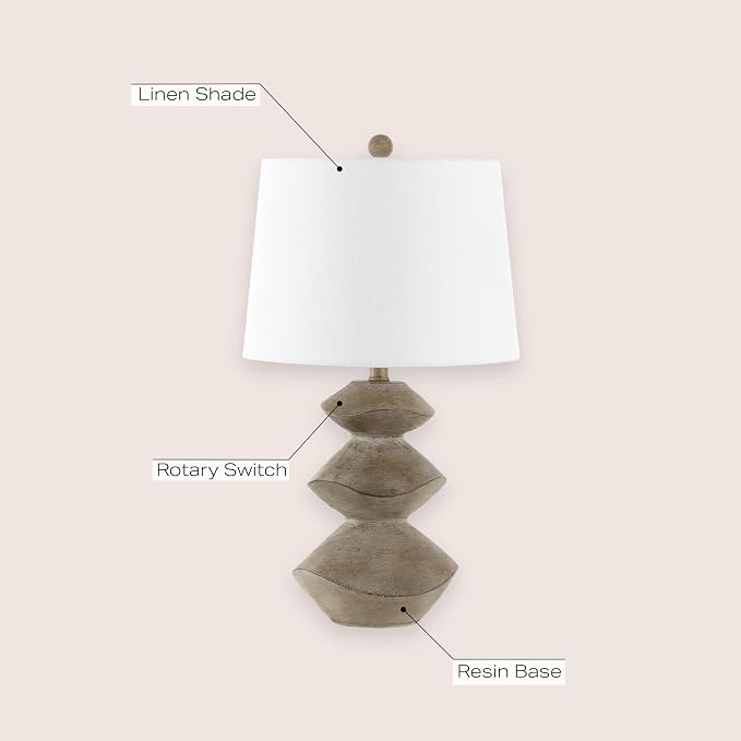 JONATHAN Y Laken 24.5" 3-Stack Cairn LED Table Lamp, Brown Wood Finish