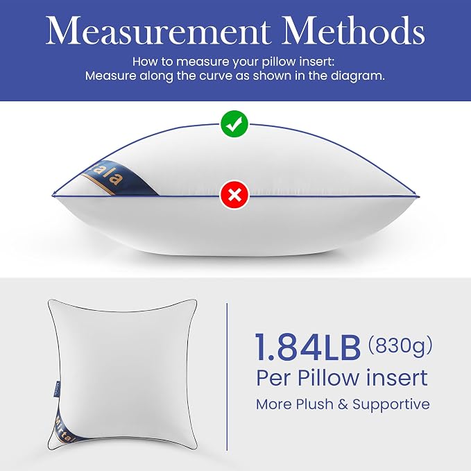 Mirtala 20"x20" Pillow Inserts Set of 2 with 100% Cotton Cover Decorative Square Throw 20" Pillows Living Room, Sofa, Couch, and Bed-White