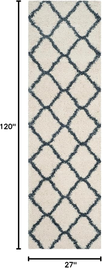 SAFAVIEH Hudson Shag Runner Rug 2'3"x10', Plush Ivory & Steel Blue SGH283T