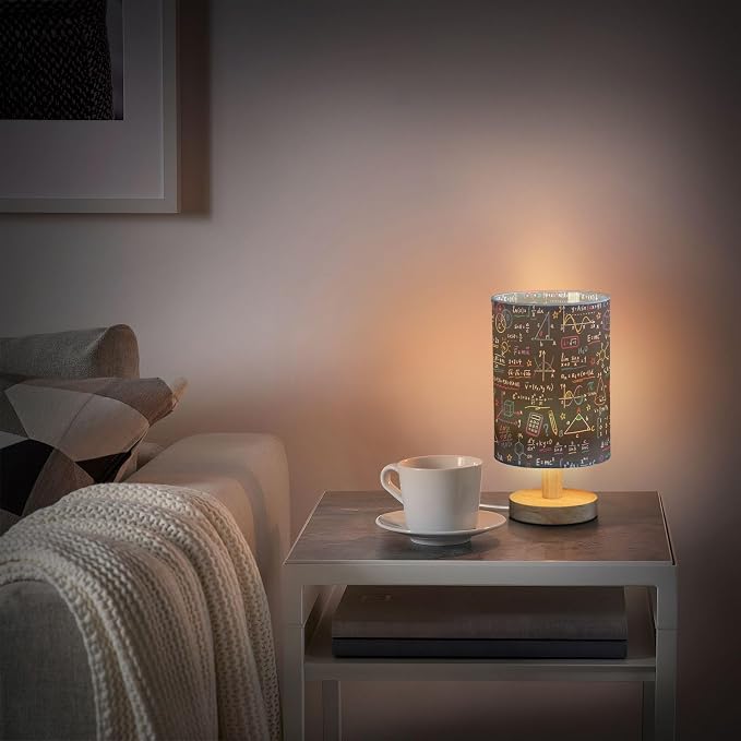 ALAZA Math Mathematics Black Decor Bedside Table Lamp with USB Port for Bedroom Nightstand Office Desk LED Bulb Included