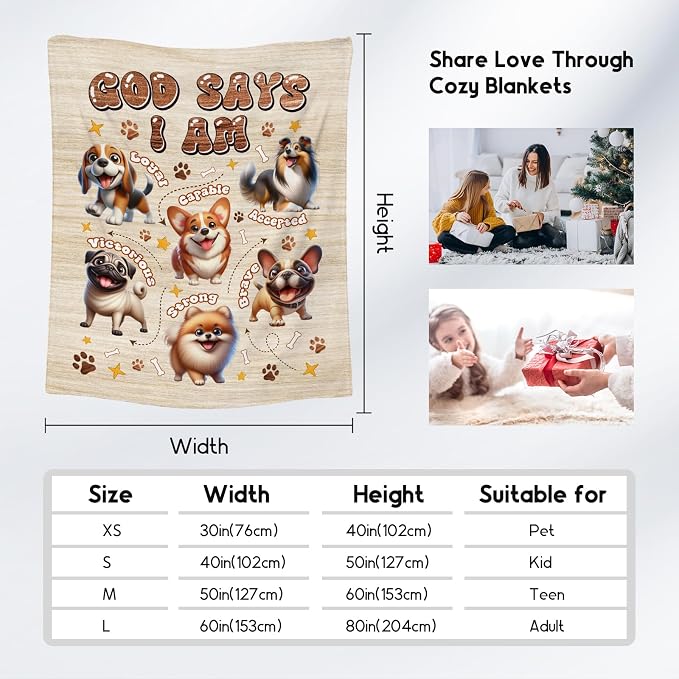 Dog Blanket for Kids, Dog Gifts for Dog Lovers Girls Boys, Dog Mom Gifts for Women Adults, Toddler Blanket with Dogs on It, Inspirational Gifts for Daughter & Son, Fleece Blankets for Couch, 50"x60"