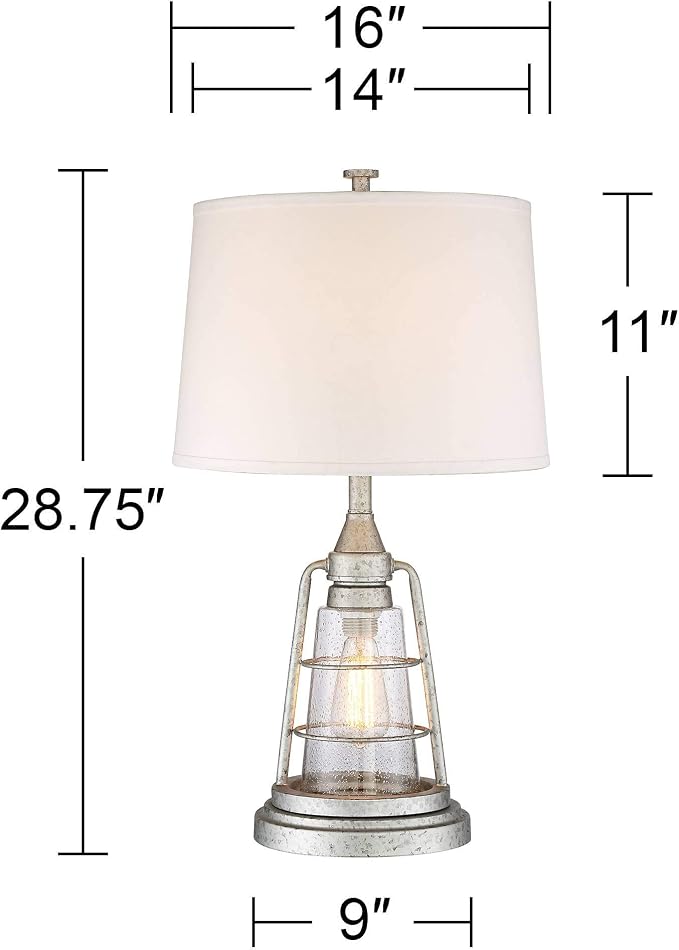 Fisher 28.75" Tall Table Lamp Galvanized Metal Night Light Lantern LED
