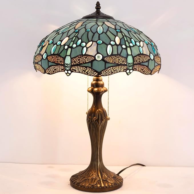WERFACTORY Tiffany Lamp Stained Glass Bedside Table Lamp Desk Reading Light