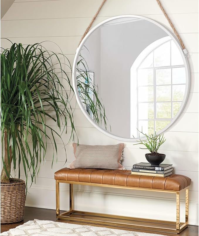 Wall Regular Round Mirror, Hanging Circle Framed Mirror Decorative for Bedroom Livingroom and Entryway, Decor 28 Inch Mirrors
