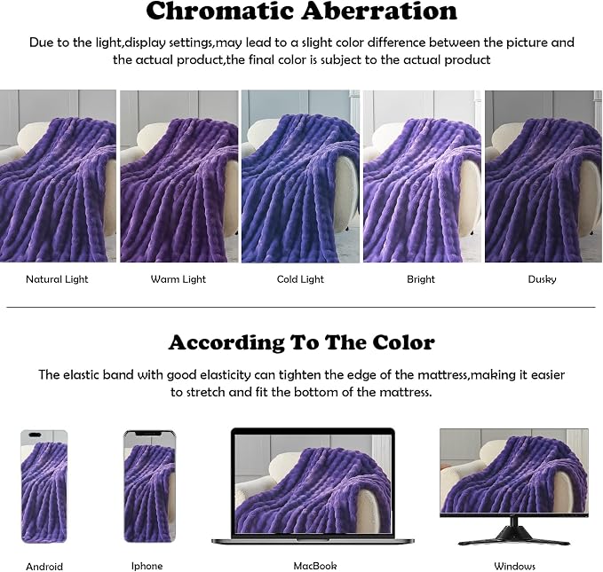 NEWCOSPLAY Faux Fur Fluffy Bubble Twin Blanket for Couch, Purple, 60"x80" | Soft Thick Warm Bubble Blanket for Couch Sofa Bed 550GSM, Plush Cozy Luxury Decorative Throw, Gift for Women Men