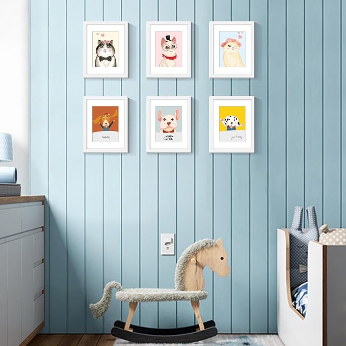 upsimples 8.5x11 Picture Frame Set of 10, Display Pictures 6x8 with Mat or 8.5x11 Without, Multi Photo Frames Collage for Wall or Tabletop Display, White