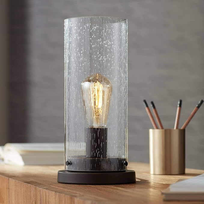 360 Lighting Munro 12" Bronze Brown Small Accent Lamp Glass Edison LED Bulb