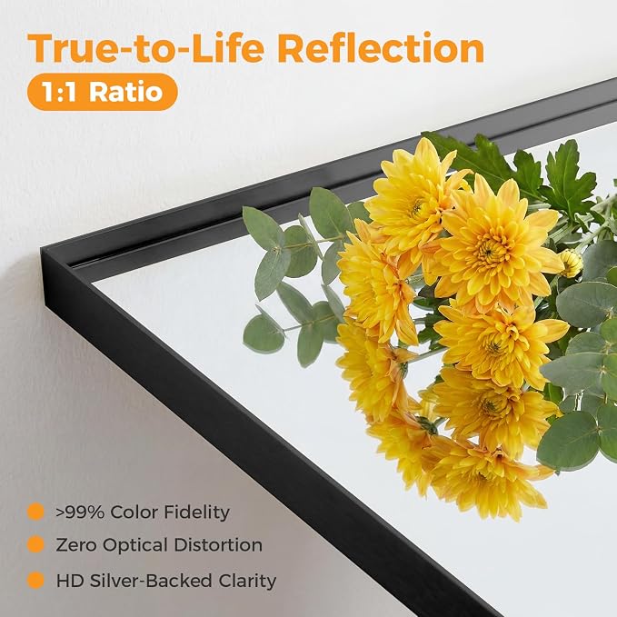 Bathroom Mirrors for Over Sink, 24" x 36" Rectangle Wall Mount Mirror with Metal Frame, Modern Vanity Mirror with Tempered Glass, for Home Decor, Anti-Rust, Black