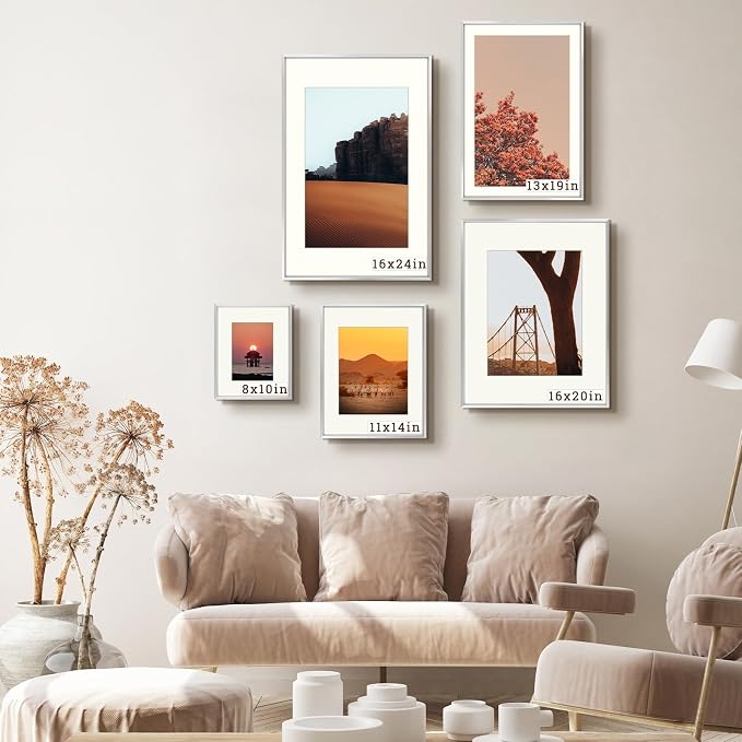 Frametory 16x24 Silver Aluminum Metal Picture Frame Mat for 12x18 Glass