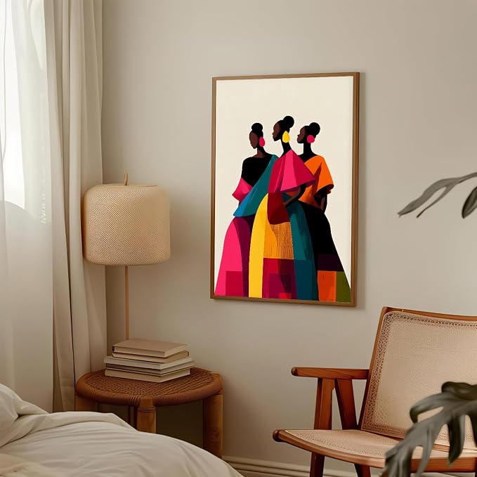 Black Woman Wall Art Colorful Abstract Women Picture 16x24 Inch Unframed | Black People Poster Boho Women Poster African American Wall Art Modern ArtWork for Dorm Living Room Bedroom Apartment Home