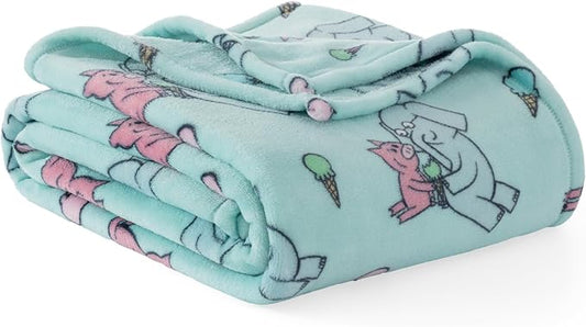Berkshire Mo Willems® VelvetLoft® Throw Blanket - Super Soft Plush Elephant & Piggie Character Design - Cozy Home Decor, Elephant_Piggie Ice Cream, 50 in x 70 in(Official Mo Willems® Product)