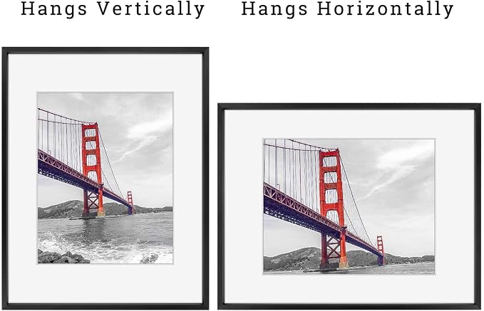 Frametory 11x14 Black Aluminum Metal Picture Frame Mat for 8x10 Glass