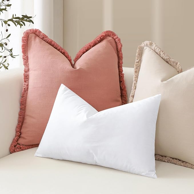 Artscope Synthetic Down Pillow Insert, 18x18 Throw Pillow Inserts Set of 2 | Down Alternative Ultra Soft Fluffy Sleeping Pillow, 100% Cotton Cover, Decorative Pillows-White