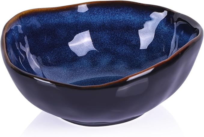 6" Blue Ceramic Decorative Bowl, Key Bowl for Entryway Table, Candy Dishes, Salad Bowl, Fruit Bowl for Kitchen Counter, Blue Small Jewelry Trinket Dish for Bedroom, Bedside Table, Living Room