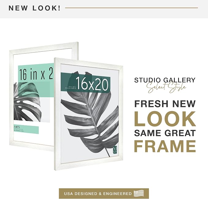MCS Studio Gallery Poster Frame, 16x20, White Woodgrain, 1-Pack