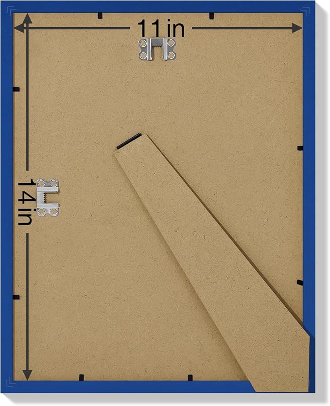 Vittanly 11x14 Picture Frames Set of 9 for Wall Mounting, Blue | Display Pictures 8x10 with Mat or 11x14 without Mat, Engineered Wood with Shatter Resistant Plexiglass, Gallery Photo Frames
