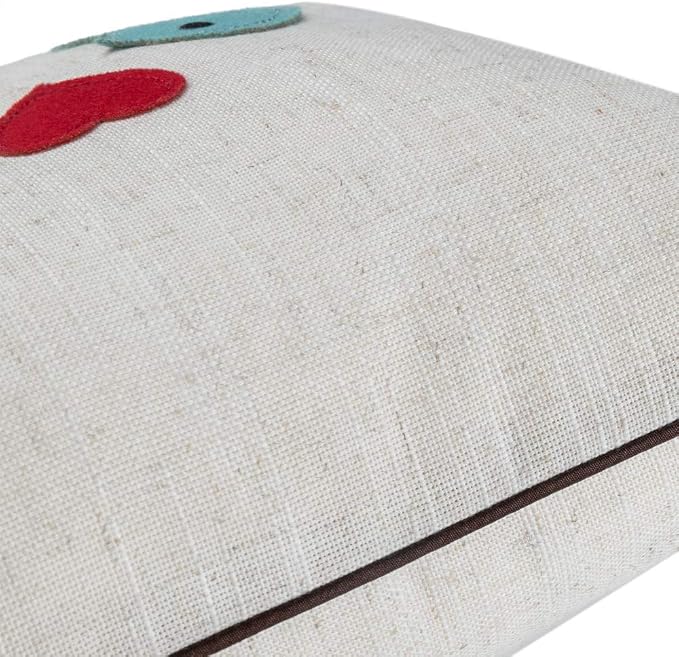 JWH Birds Throw Pillow Covers Decorative Animal Accent Cushion Cases Red Heart Pillowcase for Couch Bed Living Room Sofa 12x18 Inch Beige Teal Blue