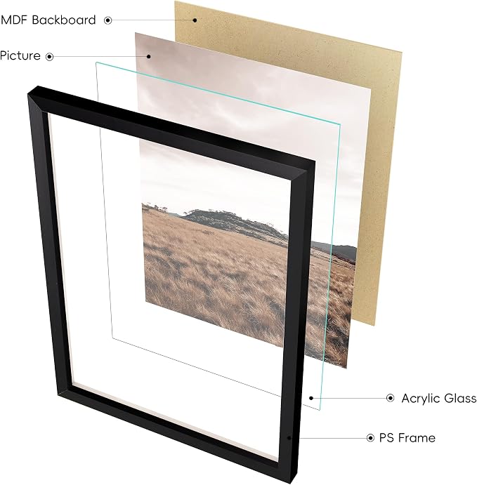 Gallery Wall Frame Set, 8 Pack Neutral Wall Decor, Black, Small | Classic Collage Picture Frames Wall Art for Living Room, Entryway, Stairway, Bedroom, Assorted Size