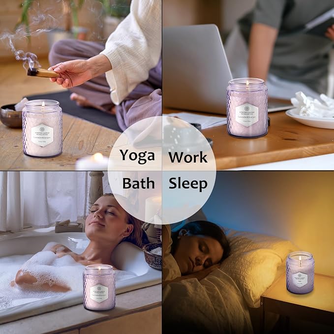 Candles for Home Scented, Purple Jar, 6 Pack | Natural Soy Wax, Cotton Wick, 33Oz, 240 Hrs Burning Time, Reusable Décor, Aromatherapy Gift Set for Women Home & Office